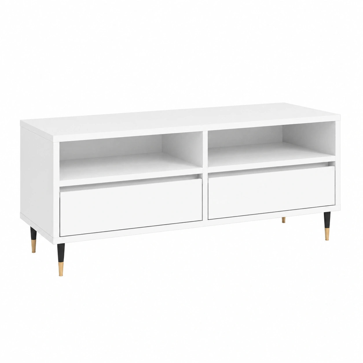 Mobile Porta TV Bianco Lucido 100 × 34,5 × 44,5cm Legno Multistrato, Tavolino per TV，Mobile Porta TV Soggiorno，Mobiletto Basso per TV da Salotto