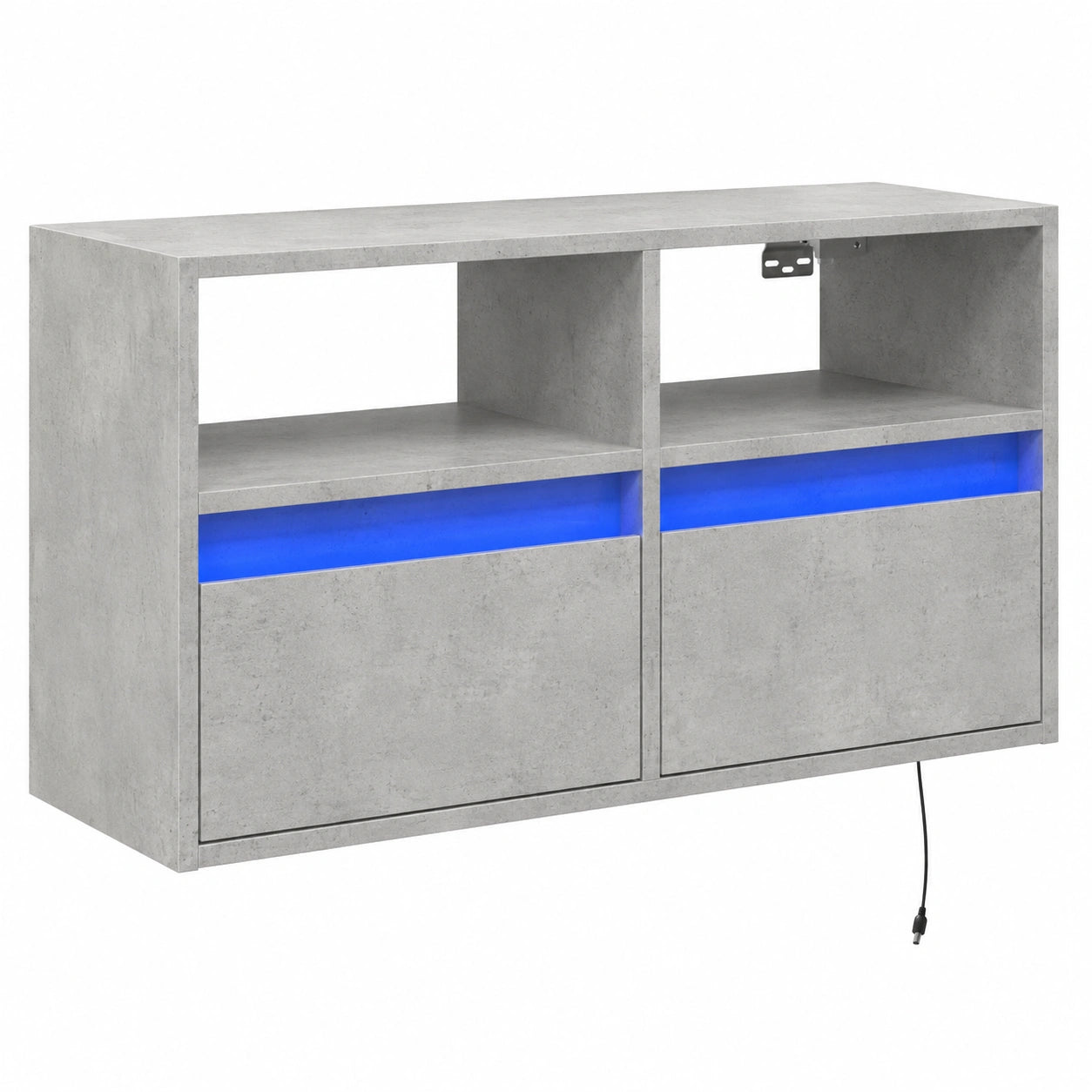Mobile TV a Parete con Luci LED Grigio Cemento 80 × 31 × 45 cm, Tavolino per TV，Mobile Porta TV Soggiorno，Mobiletto Basso per TV da Salotto
