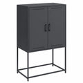 Mobile TV Nero 68 × 39 × 60,5 cm in Acciaio, Mobile Porta TV Mobiletto Basso per TV per Tavolino da Salotto Industriale Supporto TV Soggiorno