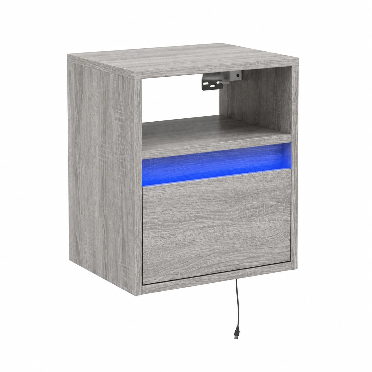 Mobile TV a Parete con Luci LED Grigio Sonoma 41 × 31 × 45 cm, Mobile Porta TV Mobiletto Basso per TV per Tavolino da Salotto Industriale Supporto TV