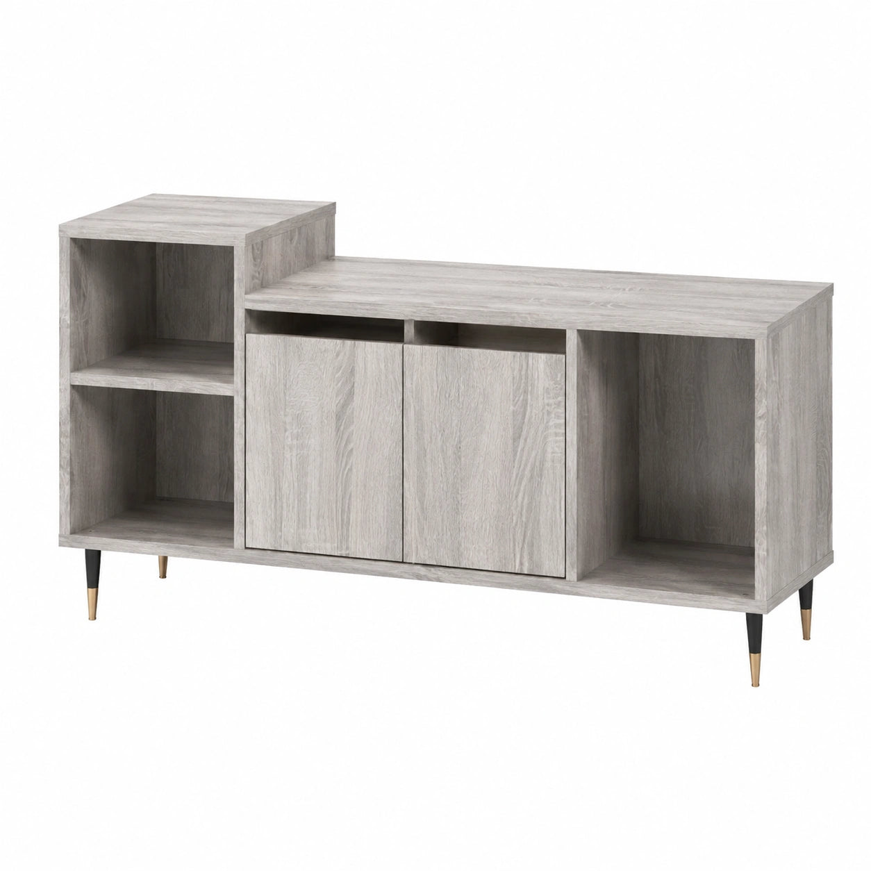 Mobile TV Grigio Sonoma 100 × 35 × 55 cm in Legno Multistrato, Tavolino per TV，Mobile Porta TV Soggiorno，Mobiletto Basso per TV da Salotto