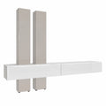 Vladon Parete attrezzata Moja - Bianco opaco & Bianco, grigio sabbia lucido - Parete attrezzata moderna per il soggiorno (LxHxP) 330 × 204 × 39 cm