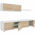 Mobile da soggiorno porta TV, Composizione set salotto, set salotto con pensile, 200 × 41h43 cm, Bianco e Rovere
