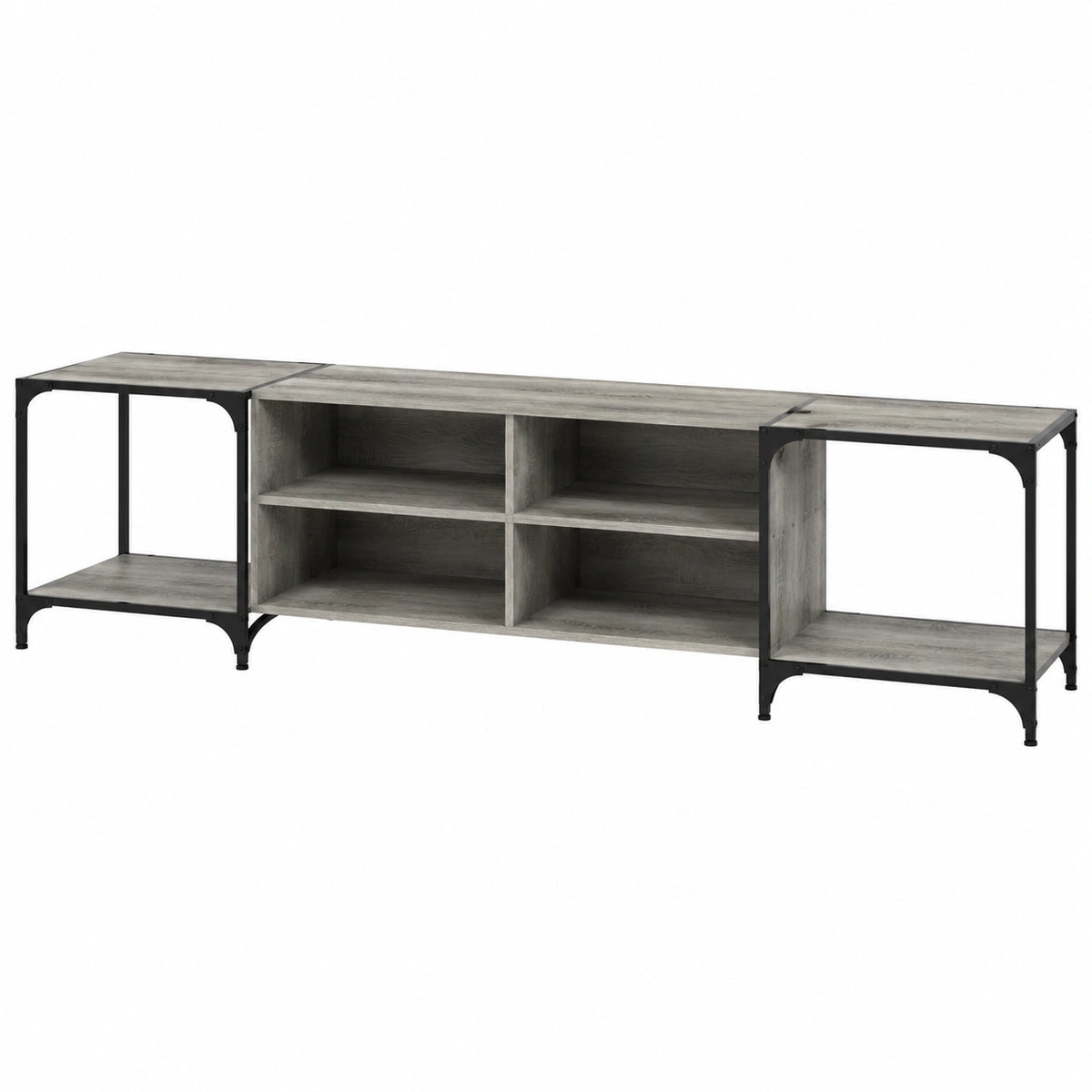 Mobile Porta TV Grigio Sonoma 203 × 37 × 50 cm in Legno Multistrato, Tavolino per TV，Mobile Porta TV Soggiorno，Mobiletto Basso per TV da Salotto
